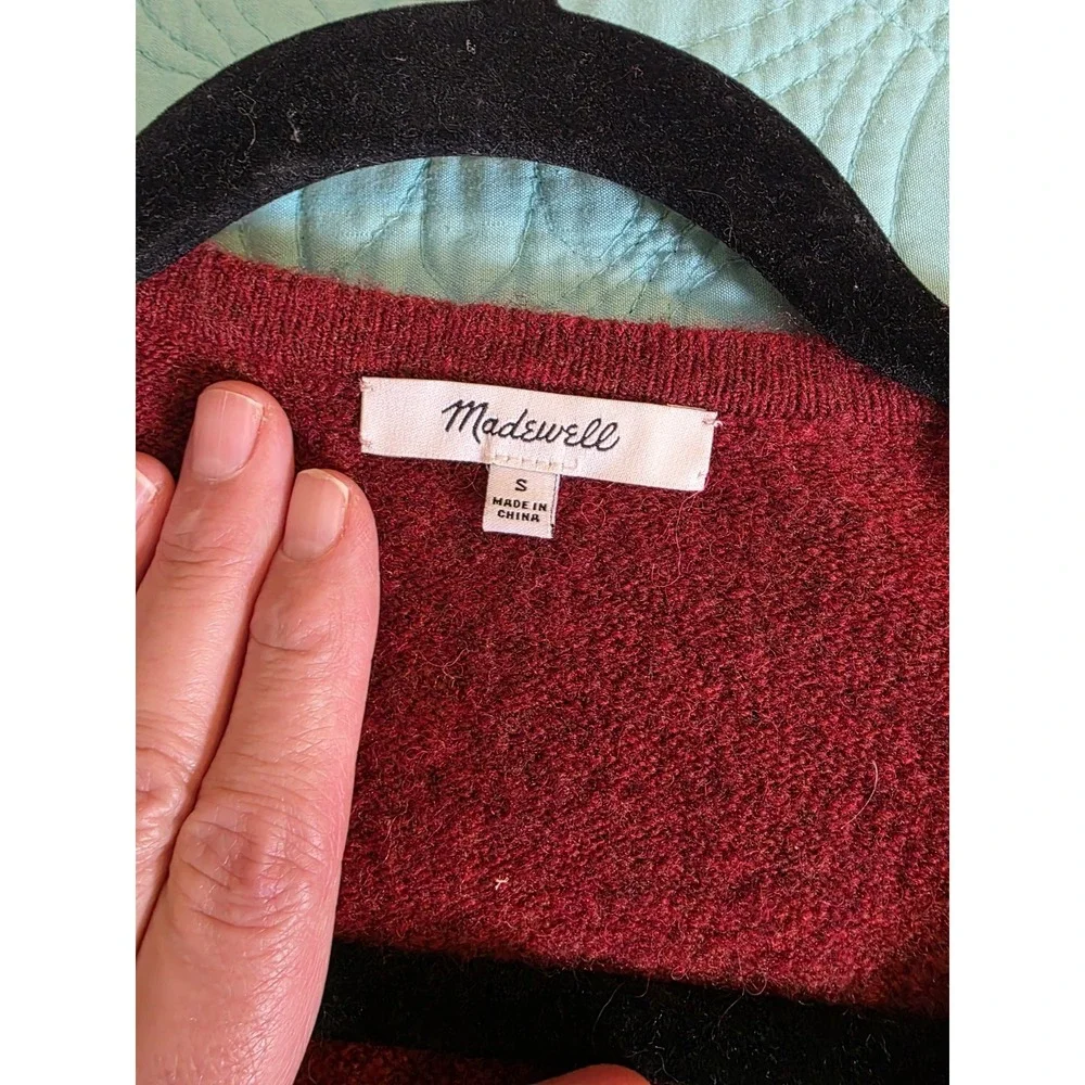 Madewell Women's Small Ryder Wool‎ Blend Long Sleeve Open Front Cardigan Sweater